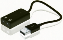 Звуковая карта внешняя ORIENT USB to Audio, 2 x jack 3.5 mm для подключения гарнитуры к порту USB, черный (AU-01S)
