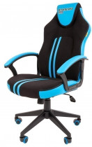 Кресло CHAIRMAN текстиль/искусственная кожа, до 120 кг, материал крестовины: пластик, механизм качания, цвет: голубой, чёрный, Game 26 Black/Blue, 00-0 (7053959)