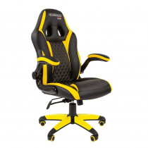 Кресло CHAIRMAN искусственная кожа, до 120 кг, материал крестовины: пластик, механизм качания, цвет: жёлтый, чёрный, Game 15 Black/Yellow, 00-0 (7028512/7069668)