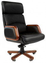 Кресло CHAIRMAN натуральная кожа, до 150 кг, материал крестовины: металл, механизм качания, цвет: чёрный, коричневый, 417 Black (6082581)