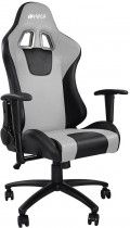 Кресло HIPER HGS-104 Игровое чёрно-серое (кожа-PU, 2D подлокотник, газлифт класс 3, регулируемый угол наклона, механизм качания) (HGS-104-BK/GREY)