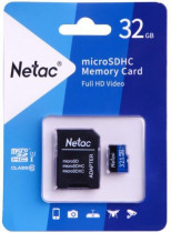 Карта памяти NETAC MicroSDHC 32GB Class 10 UHS-I U1 P500 Standart + адаптер (NT02P500STN-032G-R)