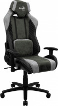 Кресло AEROCOOL текстиль/искусственная кожа, до 150 кг, механизм качания, поясничный упор, цвет: зелёный, серый, чёрный, BARON Hunter Green (4710562751192)