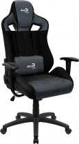 Кресло AEROCOOL текстиль/искусственная кожа, до 150 кг, тип роликов: полумягкие, поясничный упор, механизм качания, цвет: синий, чёрный, EARL Steel Blue (4710562751314)