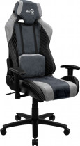 Кресло AEROCOOL текстиль/искусственная кожа, до 150 кг, механизм качания, поясничный упор, цвет: серый, синий, чёрный, BARON Steel Blue (4710562751178)