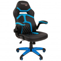Кресло CHAIRMAN искусственная кожа, до 120 кг, материал крестовины: пластик, механизм качания, цвет: синий, чёрный, Game 18 Black/Blue, 00-0 (7051188/7069665)