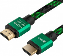 Кабель GREENCONNECT 0.5m HDMI версия 2.0, HDR 4:2:2, Ultra HD, 4K 60 fps 60Hz/5K*30Hz, 3D, AUDIO, 18.0 Гбит/с, 28/28 AWG, OD7.3mm, тройной экран, BICOLOR нейлон, AL зеленый, (GCR-51484)