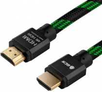 Кабель GREENCONNECT GCR 1.5m HDMI 2.0, BICOLOR нейлон, AL черный, HDR 4:2:2, Ultra HD, 4K 60 fps 60Hz/5K*30Hz, 3D, AUDIO, 18.0 Гбит/с, 28AWG. (GCR-52161)
