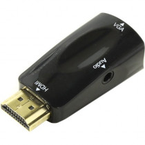 Переходник ORIENT HDMI M - VGA 15F+Audio, для подкл.монитора/проектора к выходу HDMI, черный (Orient C118)