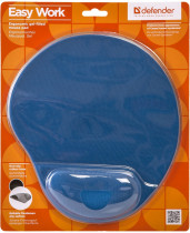 Коврик для мыши DEFENDER тканевая поверхность, резиновое основание, 250 мм x 220 мм, толщина 20 мм, подушка под запястье, Easy Work Blue, синий (50916)