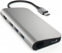 Док-станция SATECHI Aluminum Type-C Multi-Port Adapter Grey USB Aluminum Multi-Port Adapter 4K with Ethernet/USB-C/USB Type-C/3xUSB 3.0/4K HDMI/Ethernet RJ-45/SD/micro-SD/grey (ST-TCMAM)