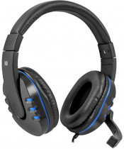 Гарнитура DEFENDER проводные наушники с микрофоном, накладные, динамические излучатели, mini jack 3.5 мм, 20-20000 Гц, импеданс: 32 Ом, Warhead G-160 Black/Blue, синий, чёрный (64118)