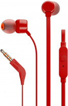 Гарнитура JBL проводная вставные (затычки), с микрофоном, диаметр мембраны 8.6 мм, разъём mini jack 3.5 mm, сменные амбушюры, T110 Red (JBLT110RED)