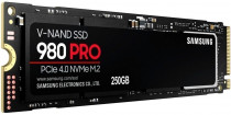 SSD накопитель SAMSUNG 250 Гб, внутренний SSD, M.2, 2280, PCI-E 4.0 x4, чтение: 6400 Мб/сек, запись: 2700 Мб/сек, TLC, кэш - 512 Мб, 980 Pro (MZ-V8P250BW)