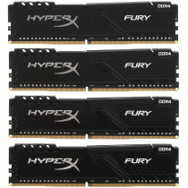 Комплект памяти KINGSTON 64 Гб, 4 модуля DDR-4, 27700 Мб/с, CL17, 1.35 В, радиатор, 3466MHz, HyperX Fury Black, 4x16Gb KIT (HX434C17FB4K4/64)