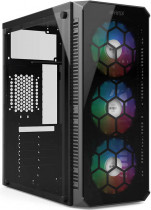 Корпус HIPER Midi-Tower, без БП, с окном, подсветка, USB 2.0, USB 3.0, Audio, EREBOS RGB Black (HG-C103RGB)