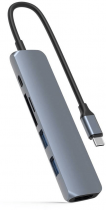 USB хаб HYPER Drive BAR 6-in-1 USB-C Hub для iPad Pro, MacBook Pro / Air. Порты: HDMI, 2 x USB-A, Micro SD, SD, USB Type-C Power Delivery. Цвет: серый космос. Drive BAR 6-in-1 USB-C Hub for iPad Pro, MacBook Pro / Air - Space Gray (HD22E-GRAY)