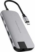 USB хаб HYPER Drive SLIM 8-in-1 Hub для Macbook и других устройств с портом Type-C. Порты: 4K/30Hz HDMI, USB-C Power Delivery, 2 x USB-A, Micro SD, SD, Gigabit Ethernet, Mini DisplayPort. Цвет серый космос. Drive SLIM 8-in-1 USB-C Hub for Macbook & USB-C devices - Space Gray (HD247B-GRAY)
