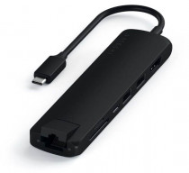 USB хаб SATECHI Type-C Slim Multiport with Ethernet Adapter. Цвет черный. Type-C Slim Multiport with Ethernet Adapter - Black (ST-UCSMA3K)