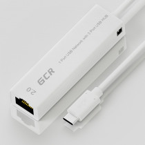 Ethernet-адаптер GREENCONNECT USB 3.1 Type C -> Ethernet RJ-45 F Lan Card + USB 2.0-разветвитель на 3 порта, , белый, (GCR-UC2CL02)