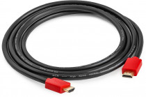 Кабель GREENCONNECT 0.3m HDMI версия 2.0, HDR 4:2:2, Ultra HD, 4K 60 fps 60Hz/5K*30Hz, 3D, AUDIO, 18.0 Гбит/с, 28/28 AWG, OD7.3mm, тройной экран, черный, красные коннекторы, (GCR-HM451-0.3m)