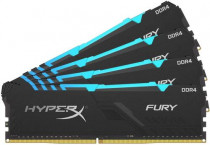 Комплект памяти KINGSTON 128 Гб, 4 модуля DDR-4, 25600 Мб/с, CL16, 1.35 В, радиатор, подсветка, 3200MHz, HyperX Fury RGB, 4x32Gb KIT (HX432C16FB3AK4/128)