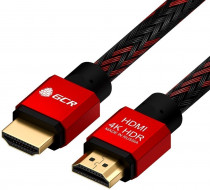 Кабель GREENCONNECT GCR 0.3m HDMI версия 2.0, HDR 4:2:2, Ultra HD, 4K 60 fps 60Hz/5K*30Hz, 3D, AUDIO, 18.0 Гбит/с, 28/28 AWG, OD7.8mm, тройной экран, BICOLOR нейлон, AL корпус красный, (GCR-52289)