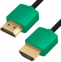 Кабель GREENCONNECT SLIM 0.3m HDMI 2.0, зеленые коннекторы Slim, OD3.8mm, HDR 4:2:2, Ultra HD, 4K 60 fps 60Hz, 3D, AUDIO, 18.0 Гбит/с, 32/32 AWG, (GCR-51578)