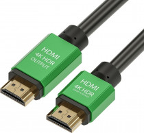 Кабель GREENCONNECT 1.2m HDMI версия 2.0, HDR 4:2:2, Ultra HD, 4K 60 fps 60Hz/5K*30Hz, 3D, AUDIO, 18.0 Гбит/с, 28/28 AWG, OD7.3mm, тройной экран, нейлон, AL корпус зеленый, ферритовые кольца, (GCR-51005)