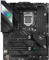 Материнская плата ASUS Socket 1200, Intel Z590, 4xDDR4, 2xPCI-E 4.0, 2500 Мбит/с, Wi-Fi, Bluetooth, 4xUSB 3.2 Gen1, 2xUSB 3.2 Gen2, USB 3.2 Gen2 Type-C, USB 3.2 Gen2x2 Type-C, HDMI, DisplayPort, подсветка, ATX (ROG STRIX Z590-F GAMING WIFI)