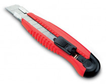Нож с сегментированным лезвием KW-TRIO шир.лез.18мм усиленный 2 сменных лезвия металл красный блистер (3713RED)