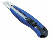 Нож с сегментированным лезвием KW-TRIO шир.лез.18мм усиленный 2 сменных лезвия металл синий блистер (3713BLUE)
