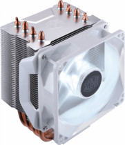 Кулер COOLER MASTER для процессора, Socket 115x/1200, 1356, 1366, 2011, 2011-3, 2066, AM2, AM2+, AM3, AM3+, AM4, FM1, FM2, FM2+, 1x92 мм, 600-2000 об/мин, белая подсветка, TDP 100 Вт, Hyper H410R White (RR-H41W-20PW-R1)