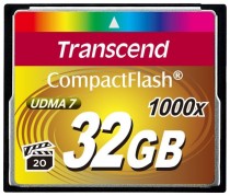 Карта памяти TRANSCEND 32 Гб, Compact Flash, чтение: 160 Мб/с, запись: 120 Мб/с, 1000 x (TS32GCF1000)