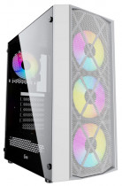 Корпус POWERCASE Midi-Tower, без БП, с окном, подсветка, USB 2.0, USB 3.0, Rhombus X4 Mesh LED, белый (CMRMW-L4)