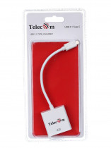 Кабель-адаптер TELECOM USB 3.1 Type-Cm --> HDMI A(f) 3840x2160@30Hz, 10Gbps , 0,15m <TCA423> (TCA423B)