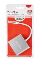Кабель-концентратор TELECOM USB3.1 TypeCm -->HDMI+USB3.0 +PD charging 4K@30Hz (TUC010)