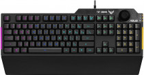 Клавиатура ASUS TUF Gaming K1 чёрная (мембранная, RGB подсветка, USB, регулятор громкости) (90MP01X0-BKRA00)