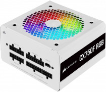 Блок питания CORSAIR 750 Вт, ATX12V 2.4, активный PFC, 120x120 мм, 80 PLUS Bronze, отстегивающиеся кабели, подсветка, CX750F RGB White (CP-9020227-EU)