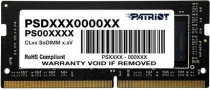 Память PATRIOT MEMORY 4 Гб, DDR4, 21330 Мб/с, CL19-19-19-43, 1.2 В, 2666MHz, SO-DIMM (PSD44G266641S)