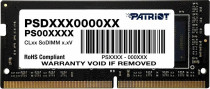 Память PATRIOT MEMORY 4 Гб, DDR4, 21330 Мб/с, CL19-19-19-43, 1.2 В, 2666MHz, SO-DIMM (PSD44G266682S)