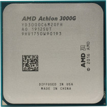 Процессор AMD Socket AM4, Athlon 3000G, 2-ядерный, 3500 МГц, Picasso, Кэш L2 - 1 Мб, Кэш L3 - 4 Мб, Radeon Vega 3, 14 нм, 35 Вт, OEM (YD3000C6M2OFB)