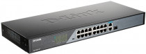 Коммутатор D-LINK неуправляемый, 16 портов Ethernet 100 Мбит/с, 1 порт Ethernet 1 Гбит/с, 1 uplink/стек/SFP (до 1 Гбит/с), поддержка PoE/PoE+ (DSS-100E-18P/A1A)