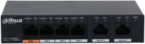 Коммутатор DAHUA неуправляемый, 4 порта Ethernet 1 Гбит/с, 2 uplink/стек/SFP (до 1 Гбит/с), поддержка PoE (DH-PFS3006-4GT-60)