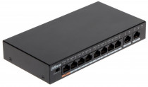 Коммутатор DAHUA неуправляемый, 8 портов Ethernet 100 Мбит/с, 2 uplink/стек/SFP (до 1 Гбит/с), поддержка PoE/PoE+ (DH-PFS3010-8ET-96)