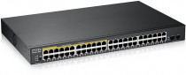 Коммутатор ZYXEL управляемый, уровень 2, 48 портов Ethernet 1 Гбит/с, 2 uplink/стек/SFP (до 1 Гбит/с), поддержка PoE/PoE+ (170 Вт), установка в стойку, GS1900-48HP v2 (GS190048HPV2-EU0101F)