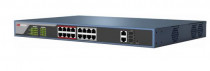 Коммутатор HIKVISION неуправляемый, 16 портов Ethernet 100 Мбит/с, 2 uplink/стек/SFP, поддержка PoE/PoE+ (DS-3E0318P-E/M(B))