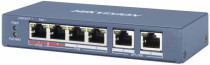 Коммутатор HIKVISION неуправляемый, 6 портов, настольный, поддержка PoE (DS-3E0106HP-E)