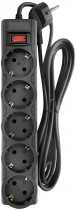 Сетевой фильтр CBR CSF 2505-1.8 Black CB, 5 евророзеток, длина кабеля 1,8 метра, цвет чёрный (коробка) (CSF2505-1.8BlackCB)