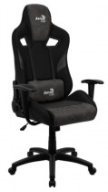 Кресло AEROCOOL текстиль/искусственная кожа, до 150 кг, тип роликов: полумягкие, механизм качания, поясничный упор, цвет: серый, чёрный, COUNT Iron Black (4710562751246)